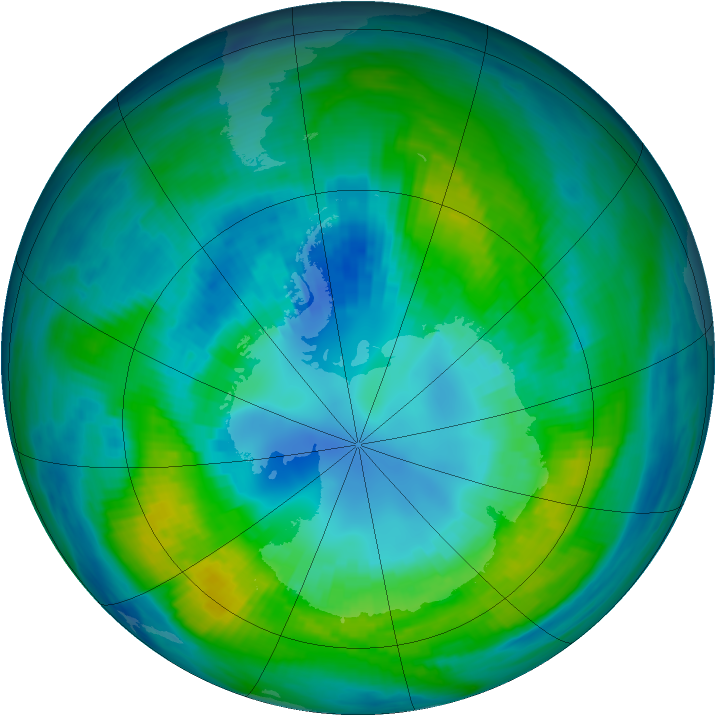 Antarctic ozone map for 15 April 1983